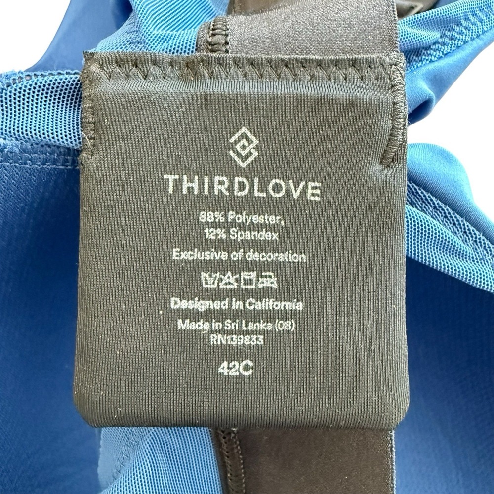 ThirdLove Kinetic Sports Bra 42C Blue NWT High Impact Wireless Plus Size X-Back - Picture 7 of 8